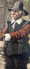 Original Late 19th Century Signed Fritz Bergen Oil Painting Of A Man And His Dog