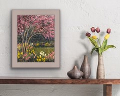 SPRING HURRAH Original Oil Landscape Painting Wall Art 8X10 APPLE BLOSSOMS
