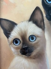 Nancy Carlyle Ca. Mid Century Siamese Cat Kitten Modern Portrait Animal Painting