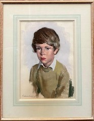 20TH Cen -ry Painting: Portrait Of A Young Boy , Pastel On Paper