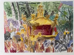 King Charles III’s Coronation / Orig. W/C / 7 1/2″ x10″/ Mimi Davis, Artist