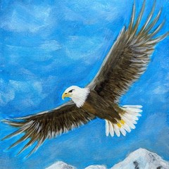 Hand Painted Soaring Eagle 11×14 Canvas Original Acrylic Expressionist Painting