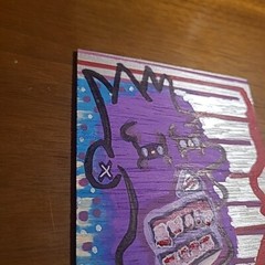 Original Painting Graffiti Bart Cartoon Purple Silver Simpsons Skull Faced Throw