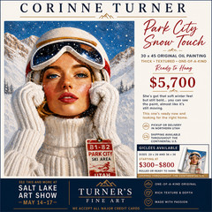 Corinne Turner Original Ski Painting 30×45 Park City Alpine Portrait Textured Oi