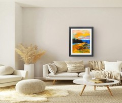 JULIEN Original 11X14 OCEAN LANDSCAPE Colorful Modern Art Acrylic Painting PAPER