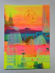 5″x7″ Abstract Landscape #8, Jackie T Creates, Scrape Art Acrylic Painting