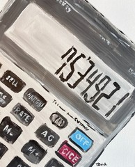 Retro Calculator Painting Original Pop Art Still Life Office Art 11×14 Canvas