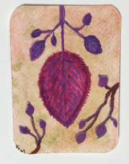 ACEO Art Card „Ash Leaf in Autumn“ Watercolor Trade Keep Gift Original Signed