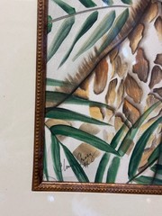 Original Chris Cruz „Baby Giraffe“ Framed Mixed Media Acrylic Watercolor Art