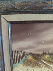 Moody Original Oil on Board Coastal Seascape Framed Beach House Wall Art 14×15