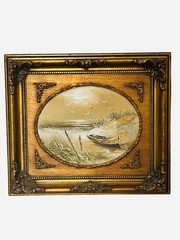Artistic Interiors Original Oil Painting 15.5”x 13.5” Seascape Scene W Frame MCM