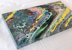 FLUID ACRYLIC ABSTRACT POURED PAINTING 10 x 20 X 1.5 Inches – RICKY MARTIN EBSQ