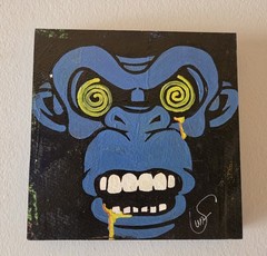 Curry – Pintura Pop Art Mono Azul, Pequeña Sin Marco, Firmada