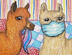 Alpaca in Quarantine Pop Art ORIGINAL Pastel Painting 11×14 Signed by Artist
