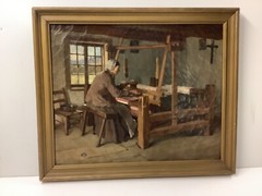 Frederick Porter Vinton Oil/Canvas Woman Weaving Late 1800’s