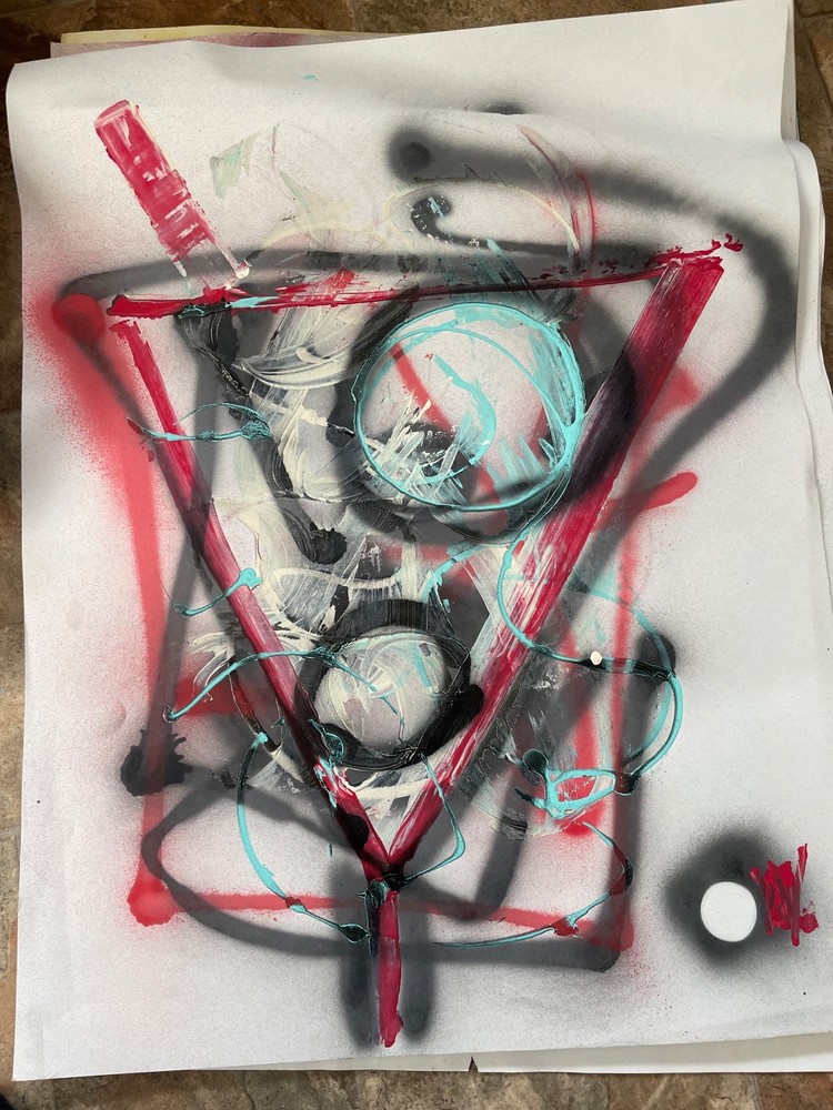 Painting art new Ody West “Martini” graffiti acrylic spray paint original 22×28