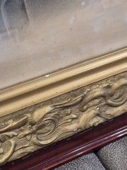 Antique Victorian Ornate Gold Gilt Carved Gesso Charcoal Portrait Couple 24×28
