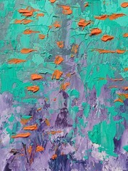 Abstract Landscape Artwork Impasto Oil Painting Colorful Original Art 6″x6″