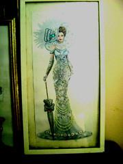 COMPLETED LADYES ART Diamond 2 Painting Rhinestone &Bead 26″x 13 1/2 Hand Made