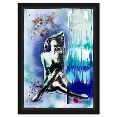 Mark Kostabi „Music for Stella“ Framed Original Painting Hand Signed Art