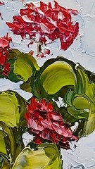 Geranium Original Painting 3D Semi-Abstract Art Deco Flower Handmade Wall Art