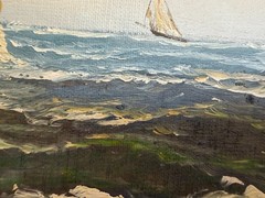 Original Oil Painting Sailing Boat Harbor Storm Seascape Nautical Art Framed