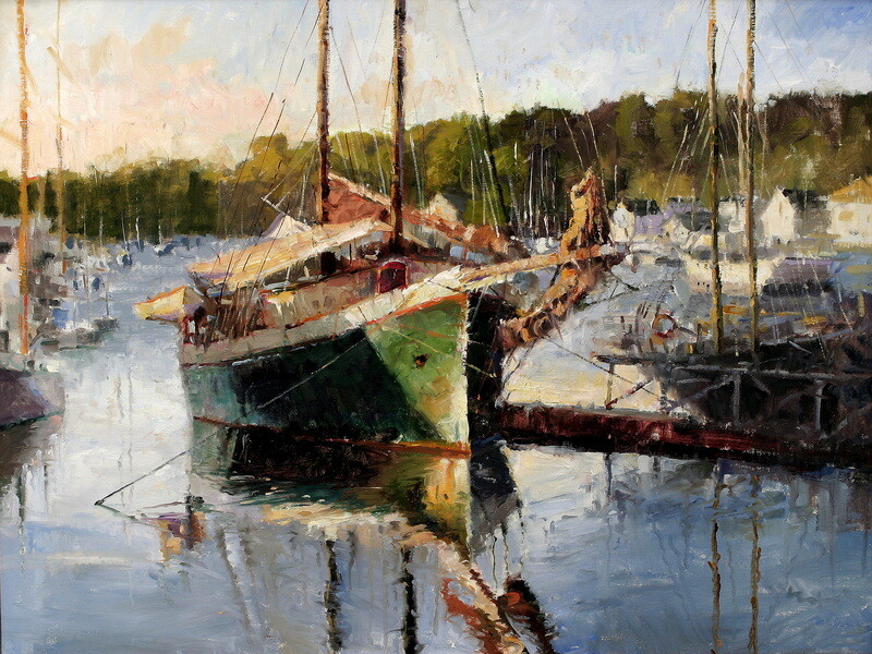 Harbor Fishing Boat Oil Painting Wall art HD Giclee Printed on Canvas P21