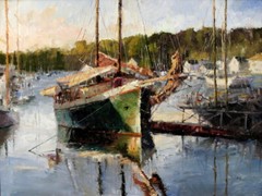 Harbor Fishing Boat Oil Painting Wall art HD Giclee Printed on Canvas P21