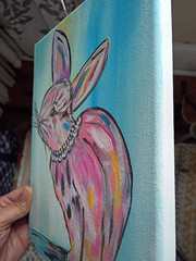 Glam Pink Bunny Rabbit 8×10 Canvas Original Art Abstract Cute Expressionism