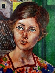 Vintage Framed Original Expressionist Portrait Oil on Canvas By Noel Rockmore