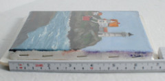 Oil on Canvas Lighthouse on the Ocean by Herbert Crooks Sealed 6.75 x 4.75 in