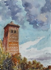 Watercolor Original Painting 11″ x 15″ „Palencia, Spain“ NOT A PRINT