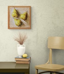 Pear Painting Original Oil Painting Fruit Art Art-deco Pear Still Life 8×8 inch