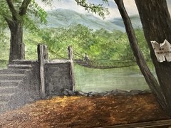Orig. Eileen Jones Painting “Waihe’e Valley Swinging Bridge” (Maui, Hawaii) Sgn