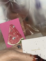 ACEO ORIGINAL Watercolor & Gouache Cute Watermelon eye 5/8 Serial Artist Jon
