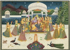 Radha Krishna With Gopis Art Painting Hand Miniature Finest Art On Silk Cloth