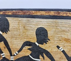 Dancing Women Handmade Wall Art, African Tribal Painting on Papyrus 12 x 8.5″