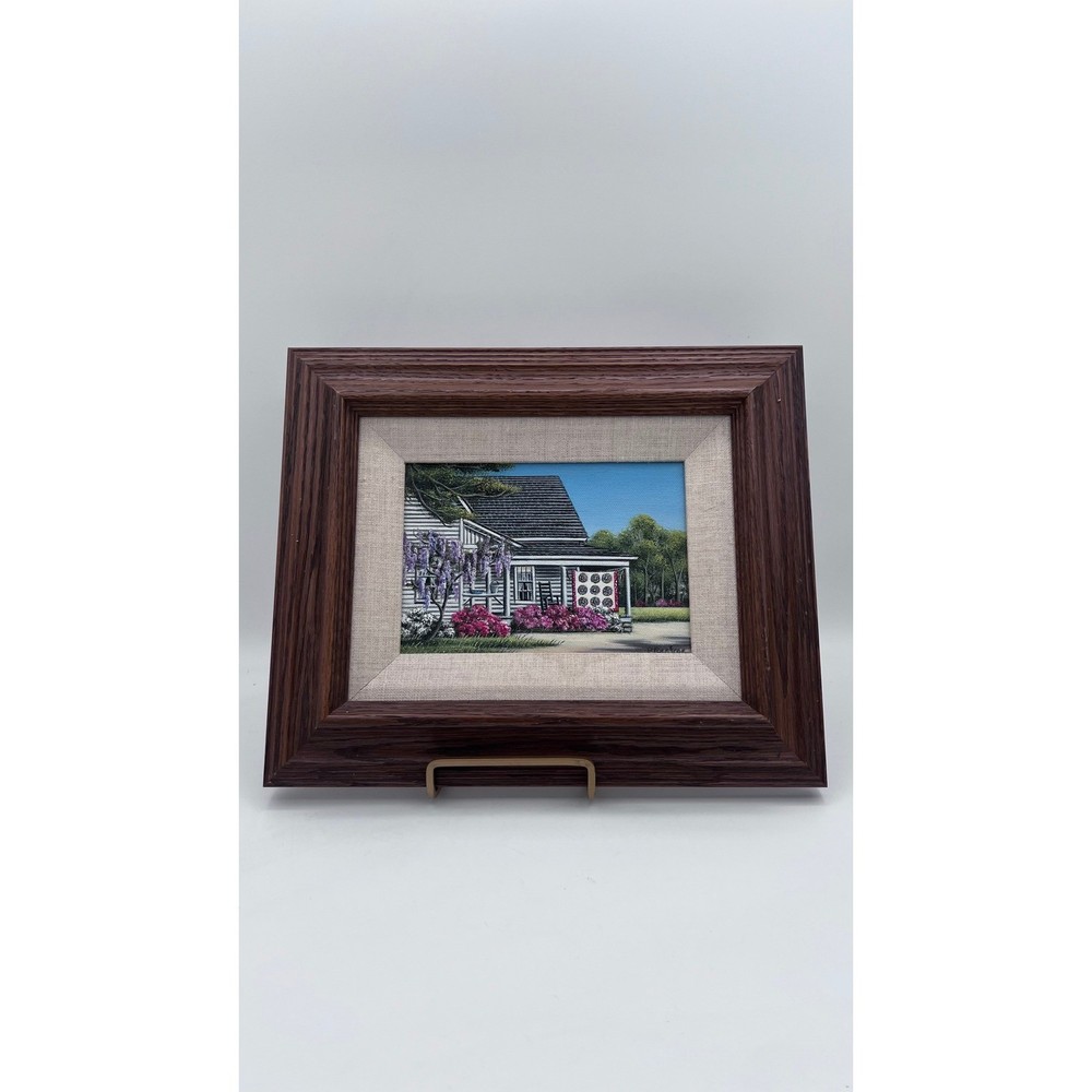Pamela C Renfroe Original Oil Painting Framed Quilt Farmhouse Southern Folk Art
