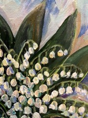 Lilly Of Valley Acrylic Painting Flower Bouquet Wall Art 8×10 Floral Wall Decor