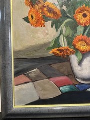 Julius Delbos „Marigolds“ SIGNED 31″x28.5″ Oil on Canvas