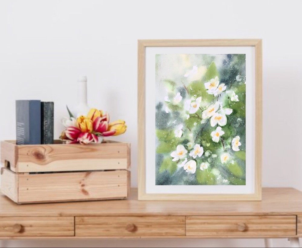 Original brand new watercolor „Jasmine” $55 Home decor art gift