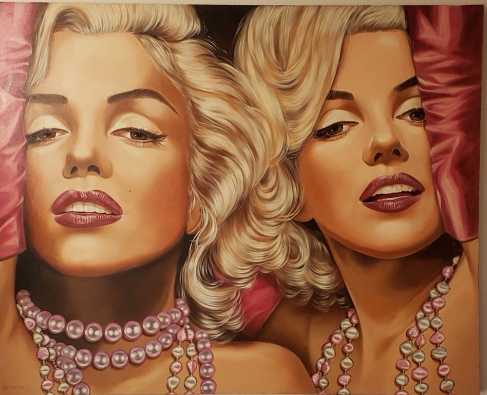 Marilyn Monroe Double Pink by Margaret Korona Oil on canvas 60x48x1.5in