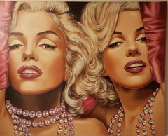 Marilyn Monroe Double Pink by Margaret Korona Oil on canvas 60x48x1.5in