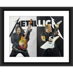 ORIGINAL 2 Piece 11×17″ Metallica Hetfield Hammett Music Impasto Art Painting