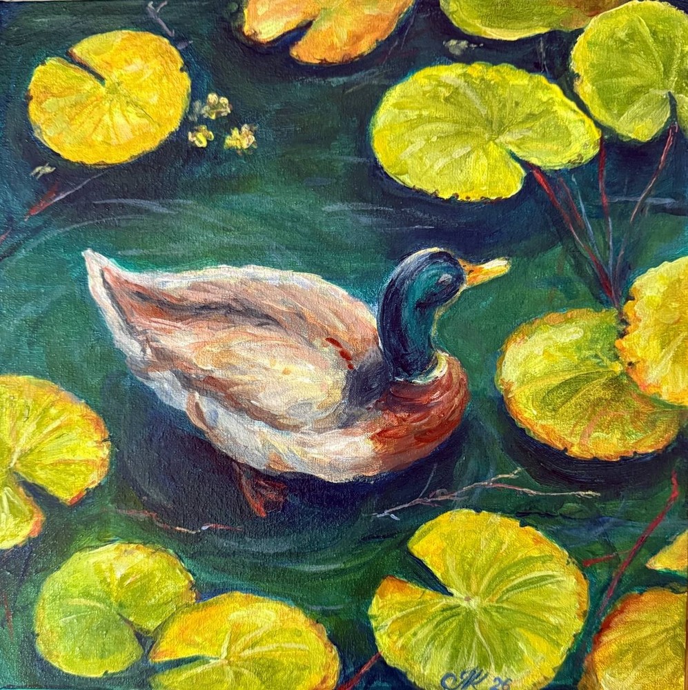 art 805 original painting Acrylic on canvas board Duck Nature lovers Hand‑paint