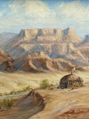 Warren Hume VTG Navajo Hogan Arizona Desert River Landscape Plein Air Painting
