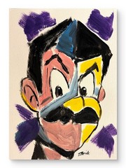Original Abstract Cartoon Painting on Paper 9×12 Expressionist Art Color Study