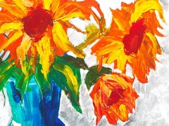 CLOROX „FLOWERS“ Upcycled CARDBOARD PAINTING Unique Affordable ART SWARTZMILLER 