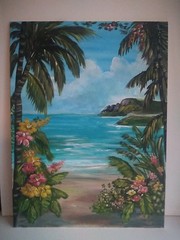 Original Painting Hawaiian Flowers Beach House Seaside Coastal Wall Art