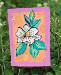 Original ACEO | Sweet Oranges and Jasmine | Tropical Floral | OOAK
